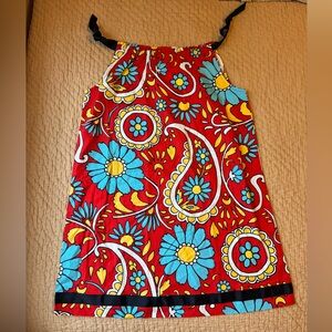 NWT Hanna Andersson Pillow Case Shift Dress, Red & Blue Floral & Paisley, 130/8